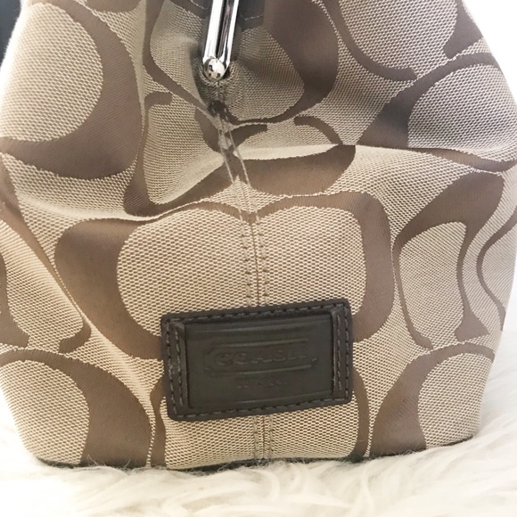 Coach Signature Stripe Kisslock Carryall Satchel - Picture 3 of 9